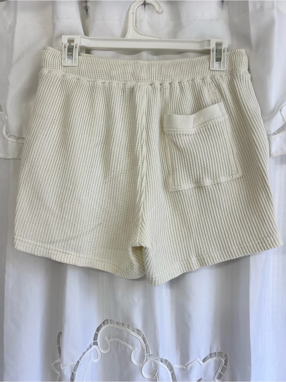Dandy Del Mar Waffle Knit Lounge Shorts Cream 100% Cotton Drawstring Men’s L